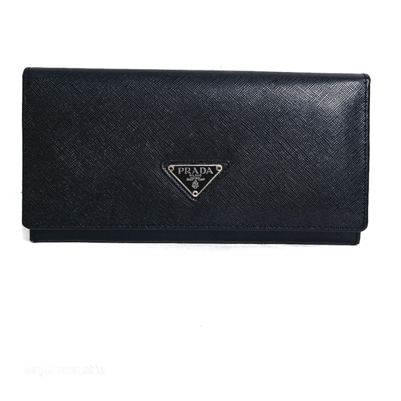 Prada Handbags - Prada Authentic Saffiano Black Flap Wallet